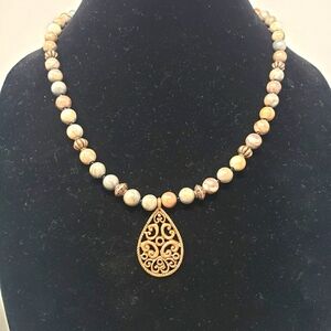 19" Vintage Beaded Necklace With Pendant